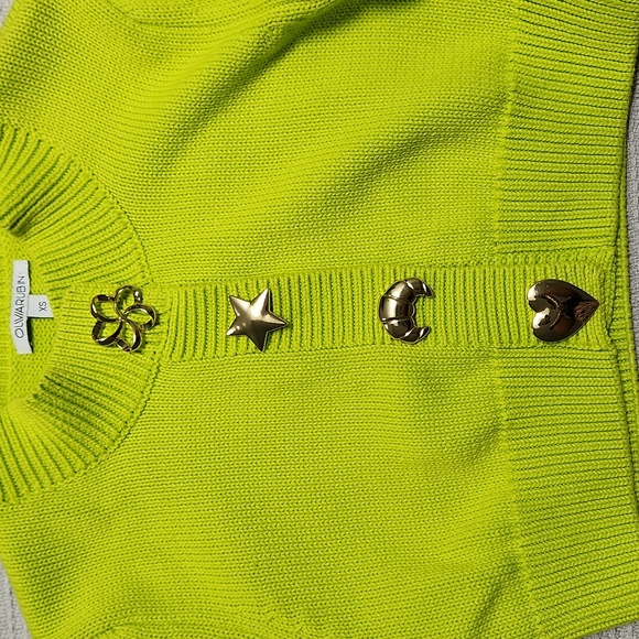 Olivia Rubin Neon Green Chiara cropped sweater cardigan Size XS - Picture 7 of 10